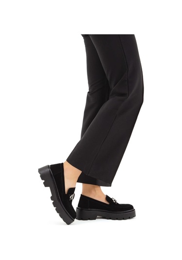 Tamer Tanca Kadın Vegan Siyah Süet Loafer Ayakkabı 817 0890 Bn Ayk Sk22/23 Sıyah Suet Siyah