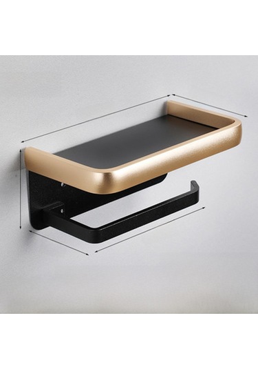 Skycity Banyo Tuvalet Kağıdı Rafı: Zırhlı Alüminyum Siyah Altın İki Katlı, Telefon Ve Küçük Eşya Konteyneri, Otel Ve Ev İçin Dayanıklı Diğer