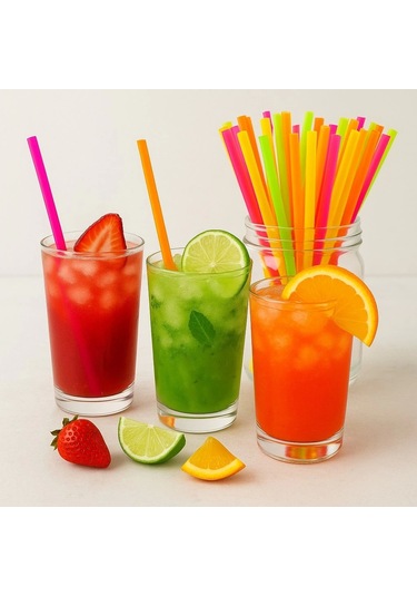 Supertrend Fosforlu Renkli Pipet 5mm X 21cm - 50 Adet