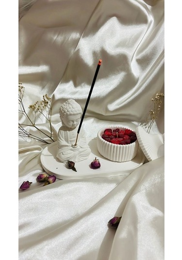 Buda Tütsülük Kapaklı Beton Soya Kalp Mumluk Ve Tabak Dekoratif O