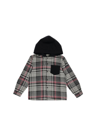 Panço Erkek Çocuk kapüşonlu Kareli Gömlek Siyah 2221bk06006-2943 001