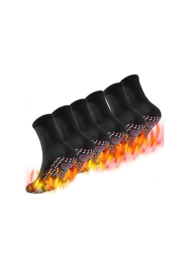 Yuntech01 Turmalin Isıtmalı Masaj Çorapları - 3 Çift Yorgunluk Giderici Ve Kan Dolaşımını Düzenleyen Çorap Siyah