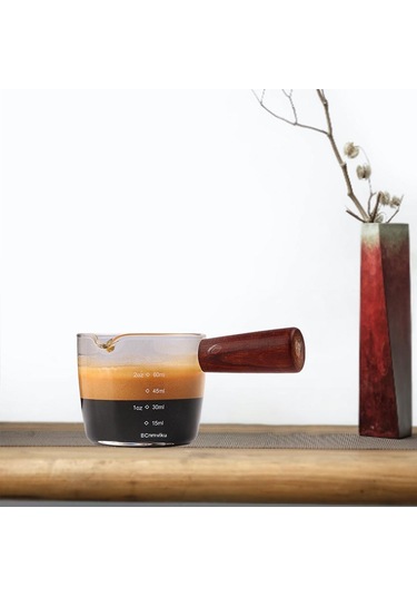 Suntek Espresso Bardağı Ölçüm Kabı Ahşap Saplı Ölçü Çift Çıkışlı