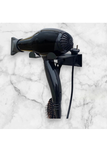 Ardini İster Kendinden Yapışkanlı İster Vidalı Fön Makinesi Tutucu Mat Siyah Mat Siyah