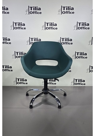 Monaco Çalışma Kesim Kuaför Koltuğu Yonca Sabit Krom Ayak Koyu Yeşil