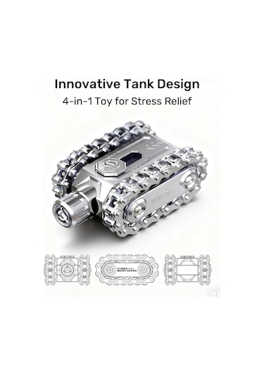 Edc Yeni Nesil Stres Çarkı: Zincir Mekanizmalı Tank Fidget Silver