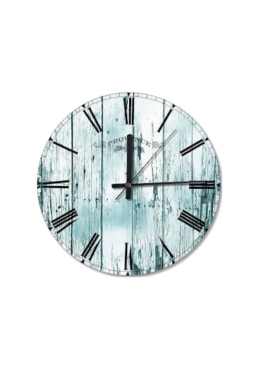 Boyası Çatlamış Mavi Ahşap Ahşap Duvar Saati (407456602) Ahşap