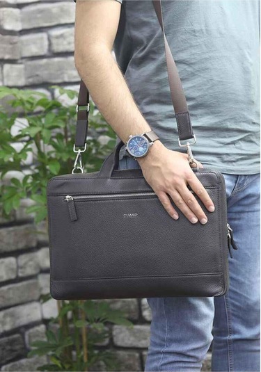 Hakiki Deri Kahverengi Özel Üretim Laptop Ve Evrak Çantası T685 -126506 Siyah