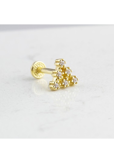 Glorria Altın Piramit Tragus Piercing Altın