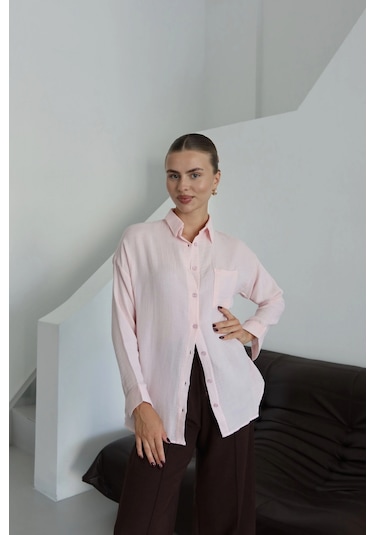 Kazax Tek Cepli Müslin Gömlek Pembe Pt Pembe