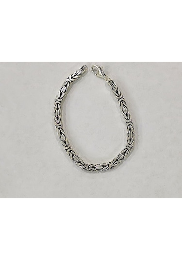 Omar Silver Kral Kare 5,4Mm Oksitli Bileklik 36,10Gr.