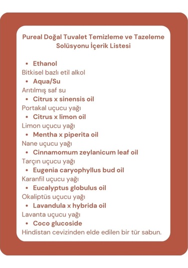 Pureal Doğal Tuvalet Temizleme Solüsyonu 100 Ml Tekli