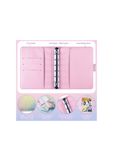 Tuomeng A7 Puzzle Ledger Taşınabilir Cep Gevşek Yaprak Defter Mor