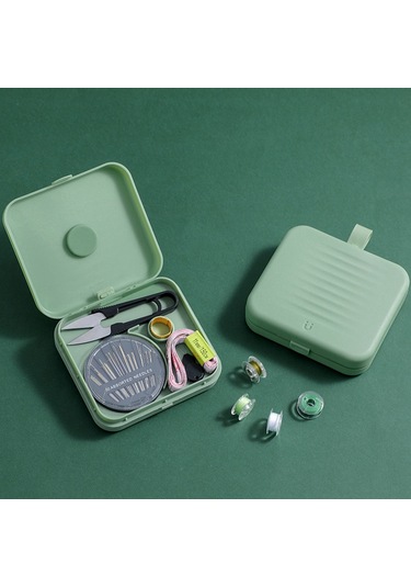 Jeemson Ev İçin Yeşil Çift Katlı Manyetik İğne Dokuma Seti - Ev Gereçleri Organizer Kutusu Yeşil