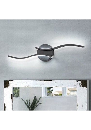 İspendam / Ayna Aplik / 60 Cm / Antrasit Gövde / 3 Renk Işık Antrasit