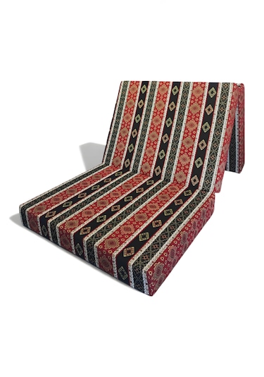 Katlanır Yer Yatağı - 70x180 8 Cm Kalınlık - Misafir Yatağı - Sünger Yatak Siyah Kilim Desen