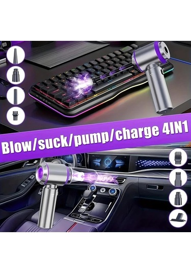 Dashanshop 16000pa Kablosuz El Süpürgesi Silvery Purple 4ü1 Fonsuz Motor 3 Hız Uzun Şarjlı Araç Ev