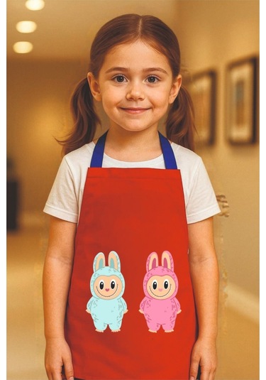 Çocuk Mutfak Önlüğü Etkinlik Önlüğü 4-12 Yaş Aktivite Önlüğü Kırmızı 2