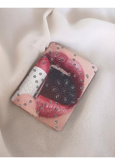 Ayna Kadın Makyaj Aynası Dudak Kırmızı Ruj Cep Çanta Model El Aynası 17227