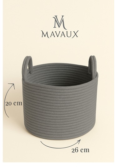 Doğal El Dokuma Hasır Jüt Sepet 20x26 Cm Dekoratif, Çok Amaçlı, Şık Ve Dayanıklı Saklama Sepeti Gri