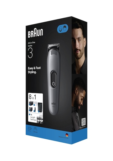 Braun Hepsi Bir Arada Series 3, 8 İ 1 Arada Tıraş Kiti, Keskin Bıçak, 14 Uzunluk, Aıo3540
