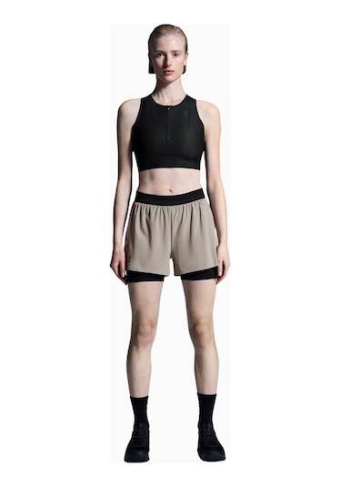 On 3" Performance 2/1 Shorts Hafif Iç Taytlı Hızlı Kuruyan Kadın Koşu Şortu Bej