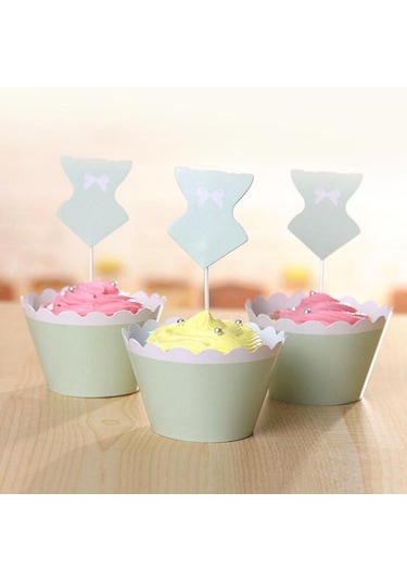 Homyl 12 Takım Cupcake Ve Paketleyici Dekor Kek Pişirme Açık Mavi