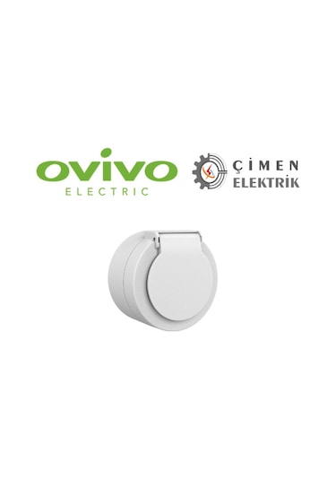 Ovivo Xone Beyaz Kapaklı Topraklı Priz Sıva Üstü