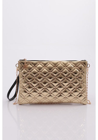 Dgn 4004 Kadin Baklava Dilimi Desenli Çanta 4004-2337-R13931 Altın