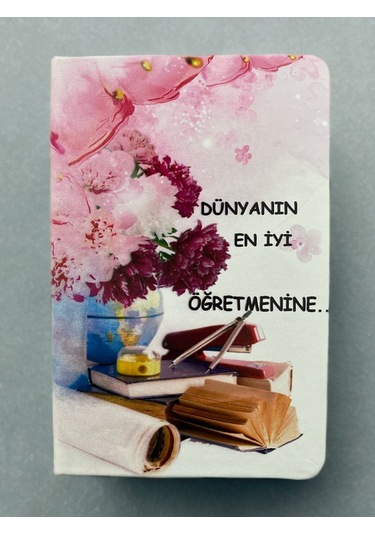 Öğretmenler Günü Hediyesi Defter 80 Yaprak Çizgili Ajanda Özel Tasarım Kapaklı Not Defteri Kod:12 Çok  Renkli