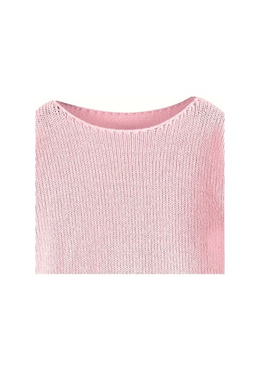 Tongxida Plus Size Yaka Kazak - Pembe - Kadın Büyük Beden - Sonbahar/ıllkbahar Pembe