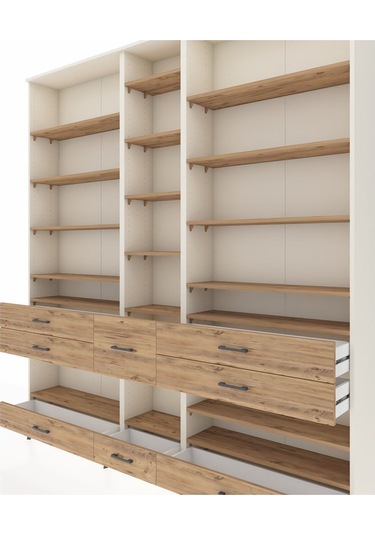 Arges Dolap 19 Raflı 8 Çekmeceli 220x30x243 Aytaşı-çam/çam Atlas Çam/atlas Çam