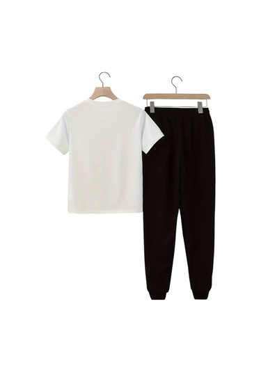 Çocuk Papatya Kelebek Baskılı Eşofman Takımı Beyaz