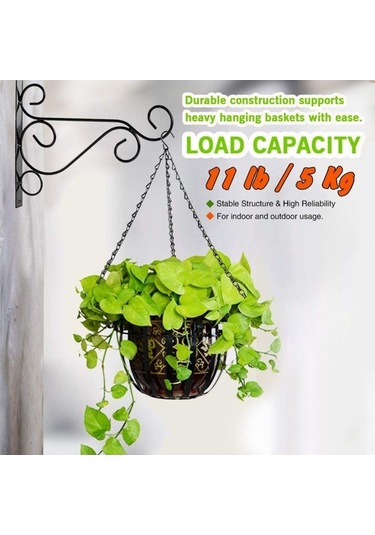 Pazly 2 Adet Siyah Açık Hava Asma Kancası - Bitki Kuş Yemliği Fener Rüzgar Çanları İçin