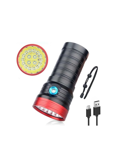 Sones 3 Vites, Db18 18xt6, Işık Akısı: 5400lm Led El Feneri, Pilsiz Kırmızı - Siyah