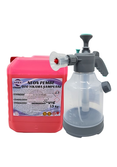 Pembe Renkli Köpük 5 Kg Ve 3 Lt Geniş Hazneli Köpük Pompası Seti İle Araç Köpükleme, Sünger