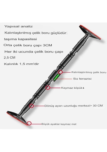 Yeni Nesil 72-95cm Kapı Barı Koridor Barfiksi Barfix Spor Aleti D