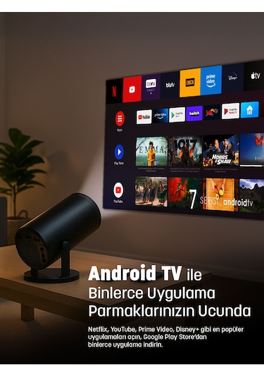 Jeero Hy300pro Multimedia Ultra Hd 1080 Pixel Android 12 Projeksiyon Cihazı Türkçe Menü