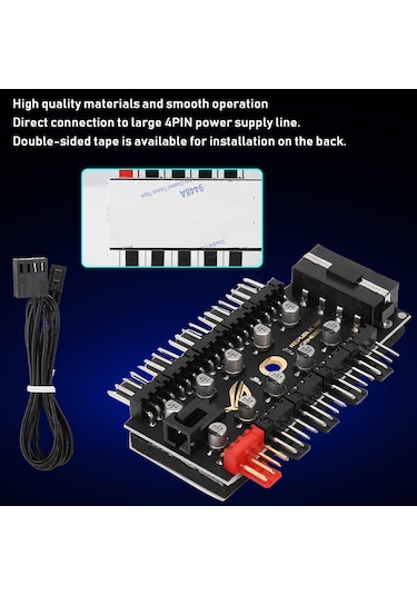 Kangvka Bilgisayar Kasa Fan Kontrolcü Hub - 10 Portlu 4pin Pwm, Ana Kart Arayüzü Yetersizliği Sorunu Çözücü
