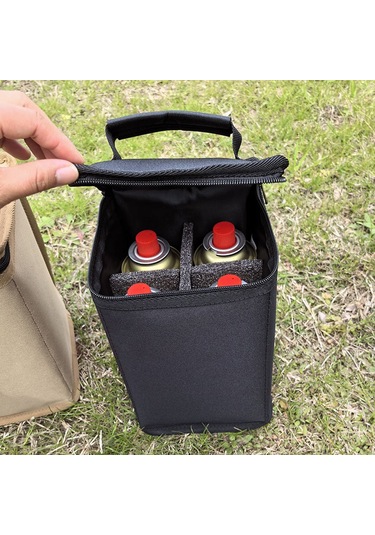 Yifomall Büyük Boy Kahverengi Kalın Oxford Kumaş Kamp Çanta - Gaz Tankı, Şarap Bardağı, Lambalar İçin Taşınabilir Saklama Çantası Kahverengi