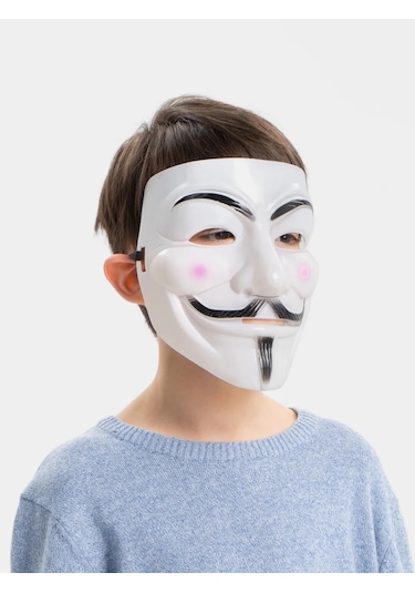 Go İthalat Beyaz Renk Pembe Yanaklı İthal V For Vendetta Maskesi 0 - 99