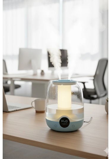 Glr K07 Mavi Çift Spreyli Ultrasonik Sessiz Hava Nemlendirici Ve Gece Lambası 3l Kapasite