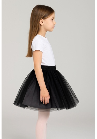Gala Kız Çocuk Beli Lastikli Tütülü Etek Siyah