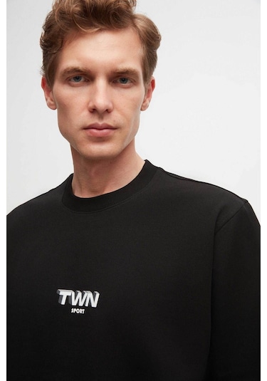 Twn Relaxed Fit Baskılı Erkek Sweatshirt 2ECE25ORT2791 - Siyah