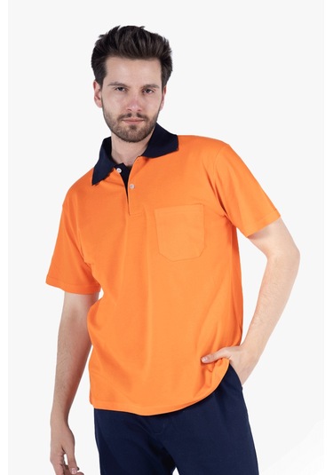 Polo Yaka T-shirt %100 Pamuk Cepli Turuncu