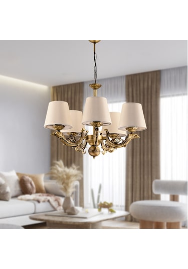 Dede Beş Kollu Sava Zamak Avize Eskitme Şapkalı Eskitme