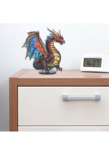 Fortunelane Renkli Metal Kral Ejderha Figürü - Ev Dekorasyonu Masaüstü Heykeli, Dayanıklı Kumaş İle Ev, Ofis Ve Hediye İçin