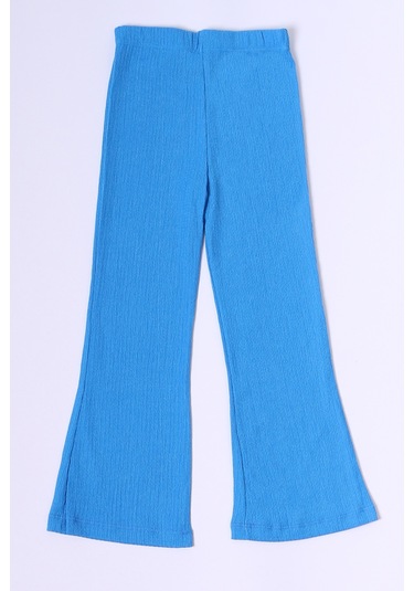 Kız Çocuk Tayt İspanyol Paça Karakter Nakışlı F15 Açık Mavi