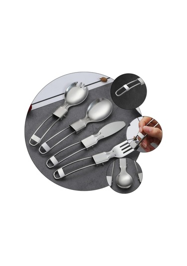 Parça Set Katlanır Bıçak Ve Çatal Kaşık Kamp Çatal Bıçak Takımı Açık Hava Sofra Takımı Katlanır Çatal Seyahat Çatal Bıçak Takımı Katlanabilir Kaşık Diğer