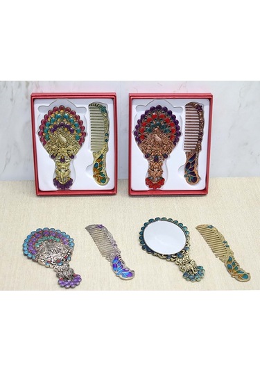 Tavuskuşu Ayna Ve Tarak Seti